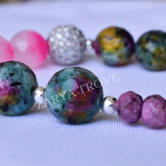 Agate Silver Beaded Bracelet - Picture 7 of 8